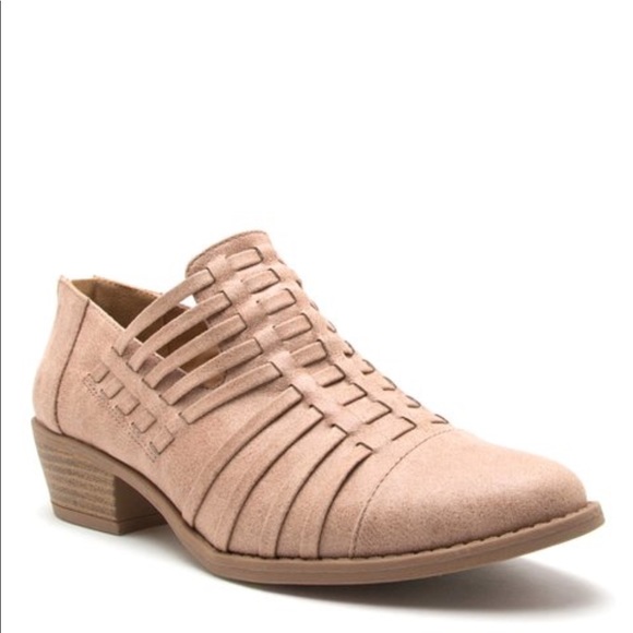 Qupid Shoes - LAST 2, Size 8! Qupid tan slip on woven bootie